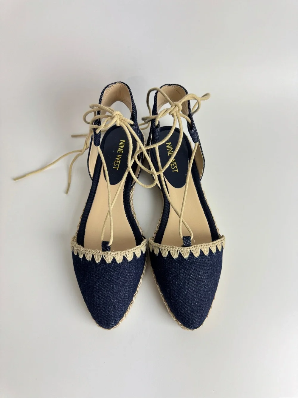 Nine West Navy Denim Lace-Up Espadrille Flats